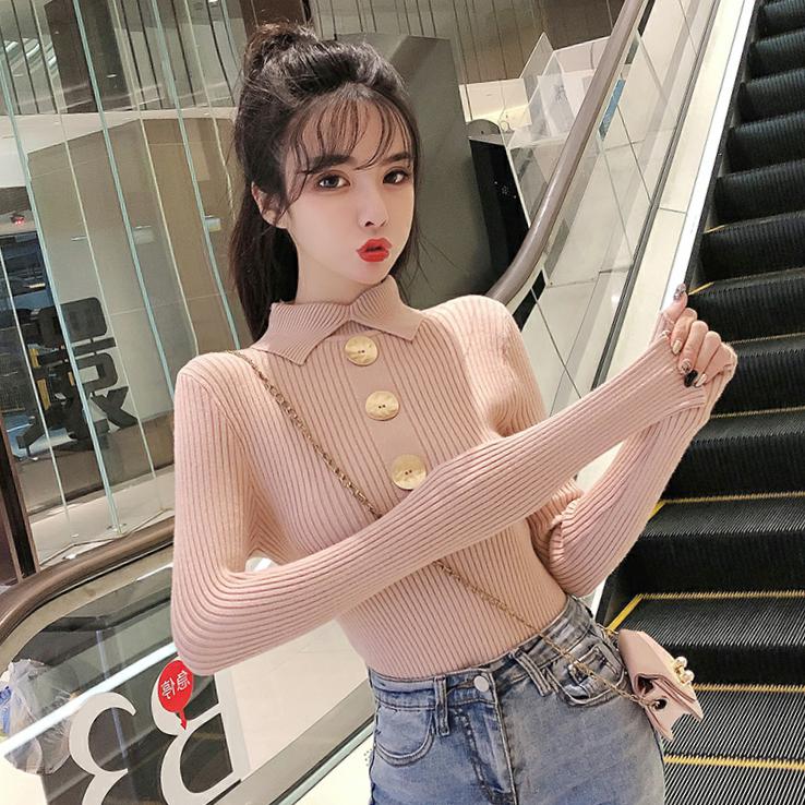 小心机半高领针织打底衫女秋冬季新款内搭