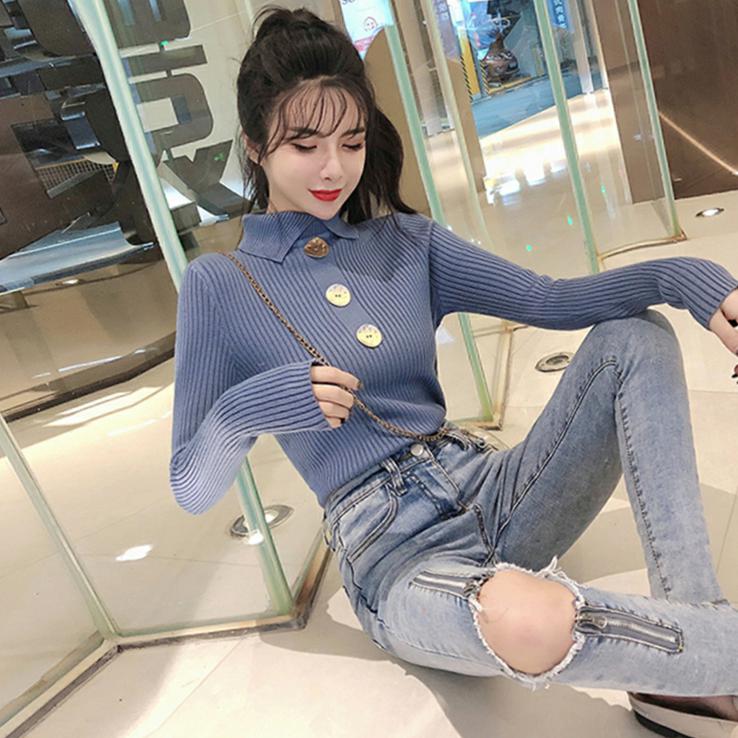 小心机半高领针织打底衫女秋冬季新款内搭镂空